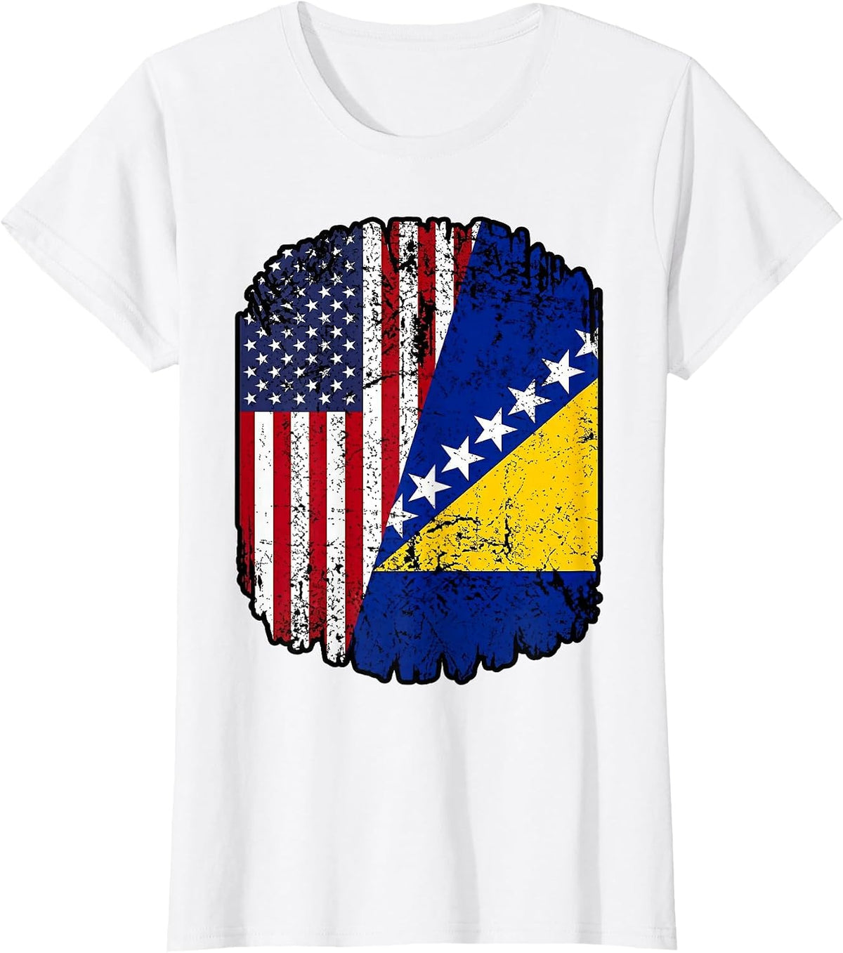 American Bosnian Country Bosna Bosnian Roots Flag USA Bosnia T-Shirt - White
