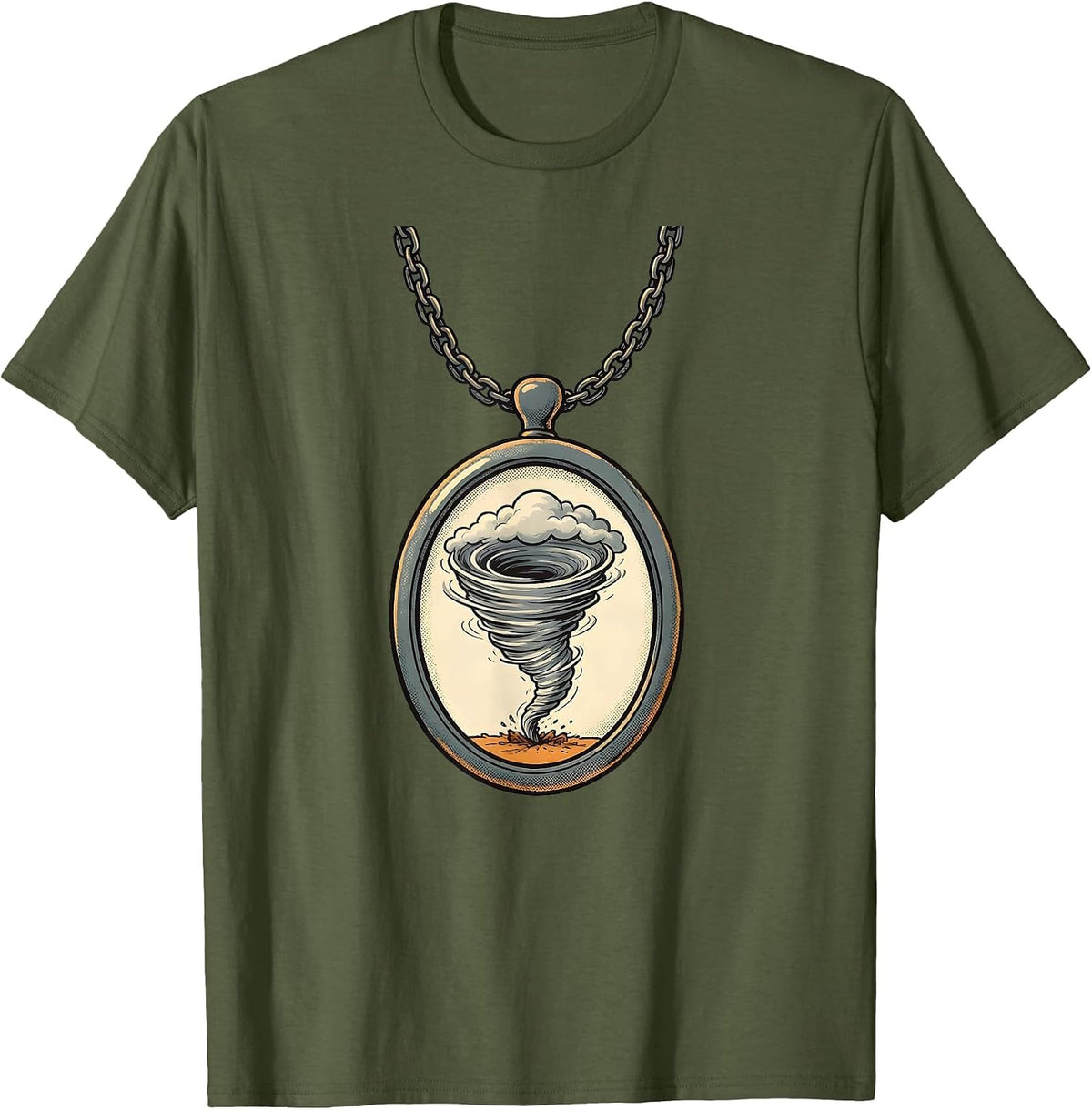 Men's Tornado Keepsake Portrait Storm Chaser Meteorology T-Shirt - Olive Green