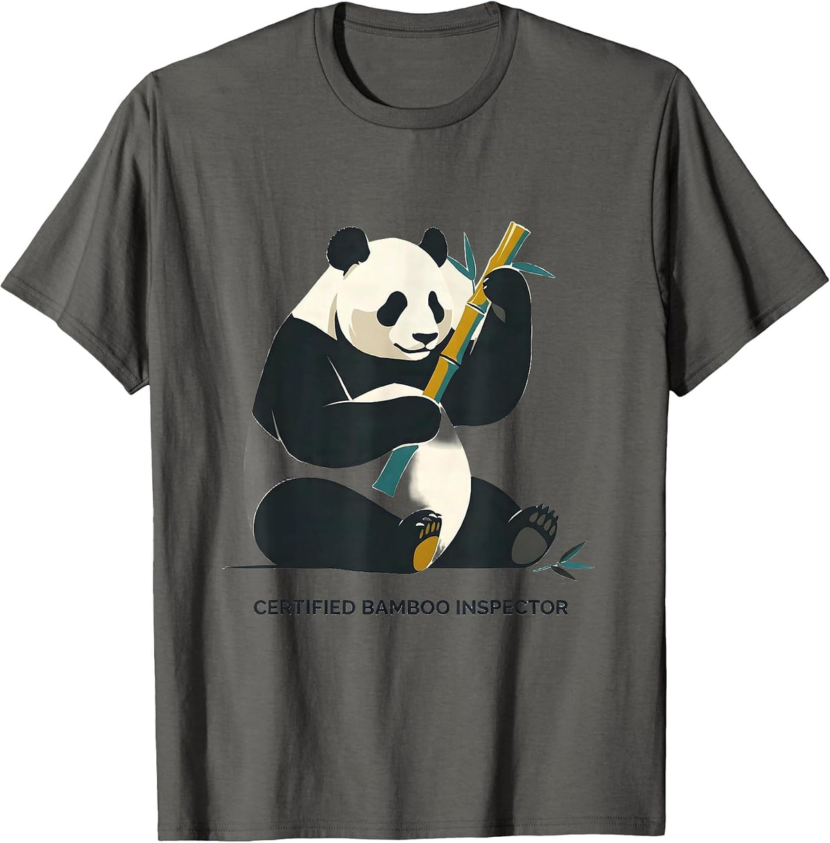 Certified Bamboo Inspector Funny Panda Lover Cute Kawaii T-Shirt - Asphalt Grey
