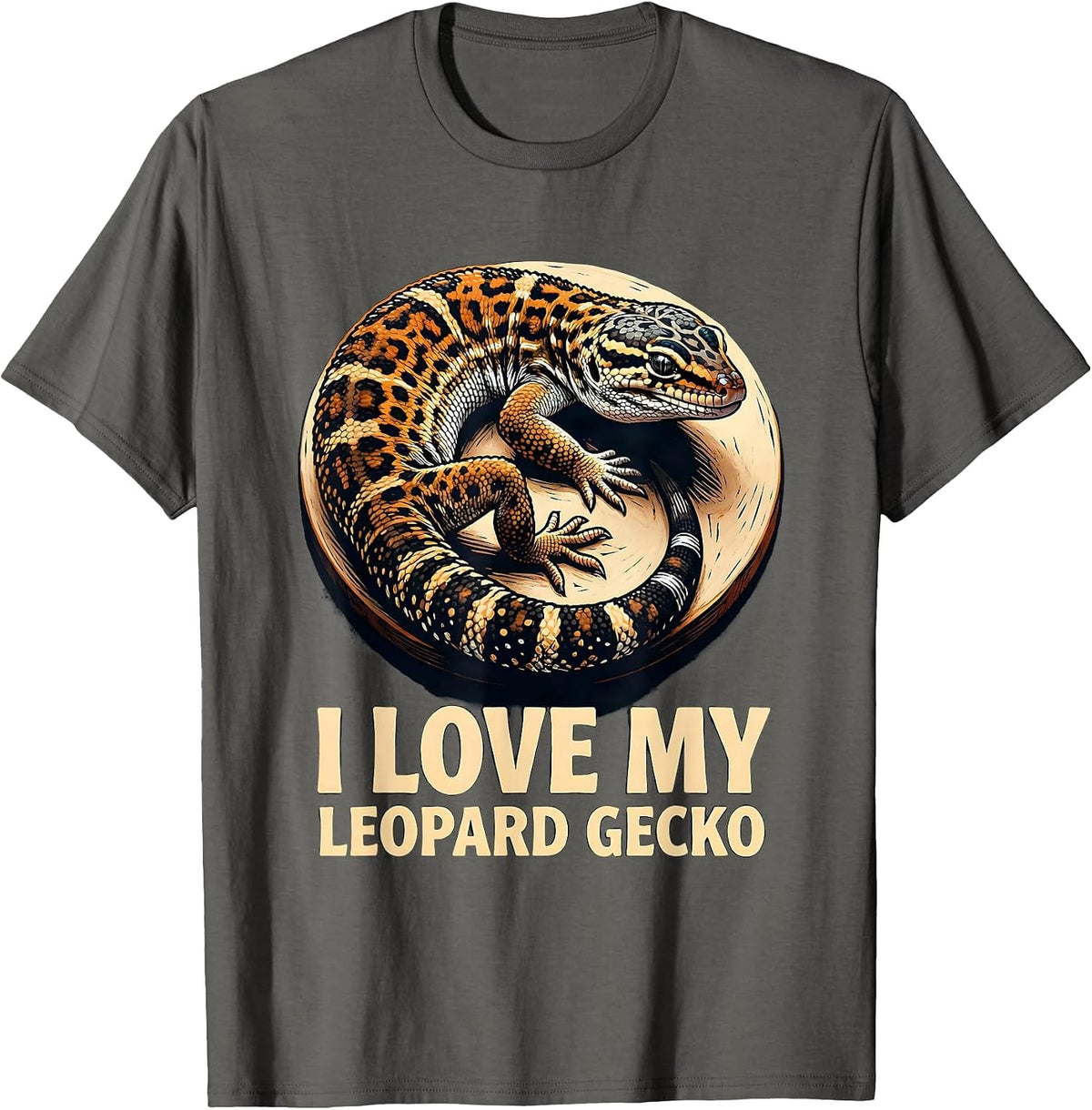 I Love My Leopard Gecko Cute Reptile Leopard Gecko Lover T-Shirt - Asphalt Grey