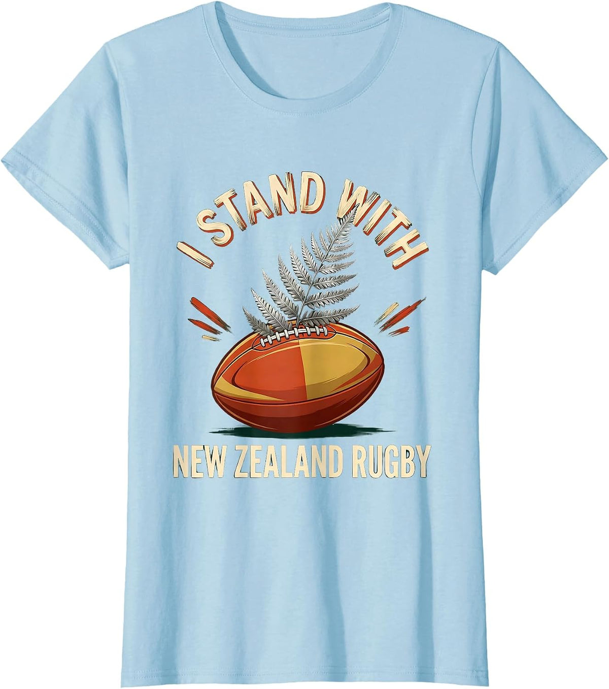 I Stand With New Zealand Rugby Vintage Kiwi Rugby Fan Gift T-Shirt - Baby Blue