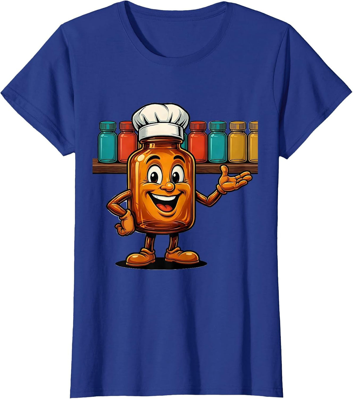 Women's Pharmacy Technician Colorful Medicine Bottles T-Shirt - Royal Blue