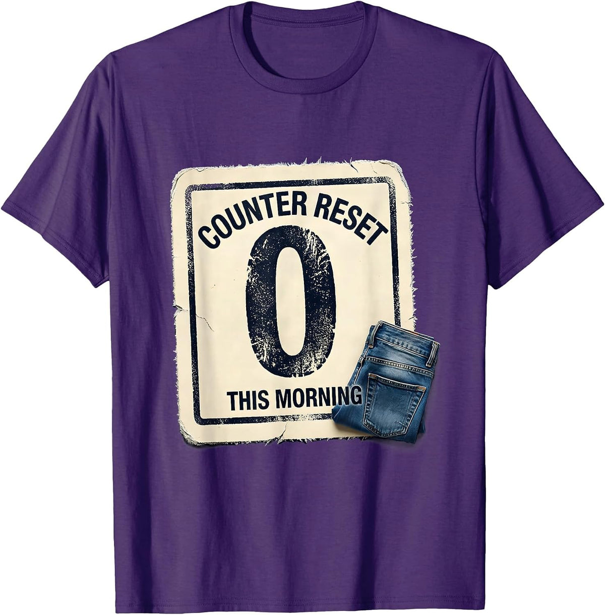 Counter Reset This Morning Rubber Stamp Meme Humor Gag Gift T-Shirt - Purple