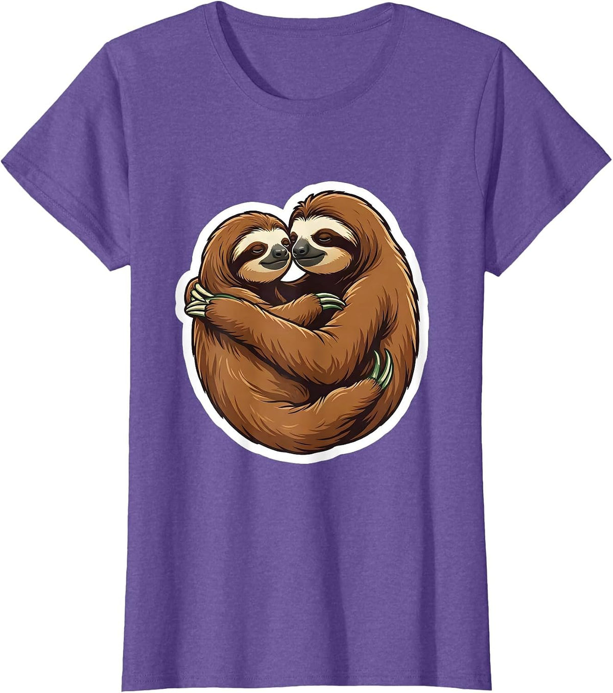Women's Sloth Hug Funny Sloth Lover Animal Humor T-Shirt - Purple Heather