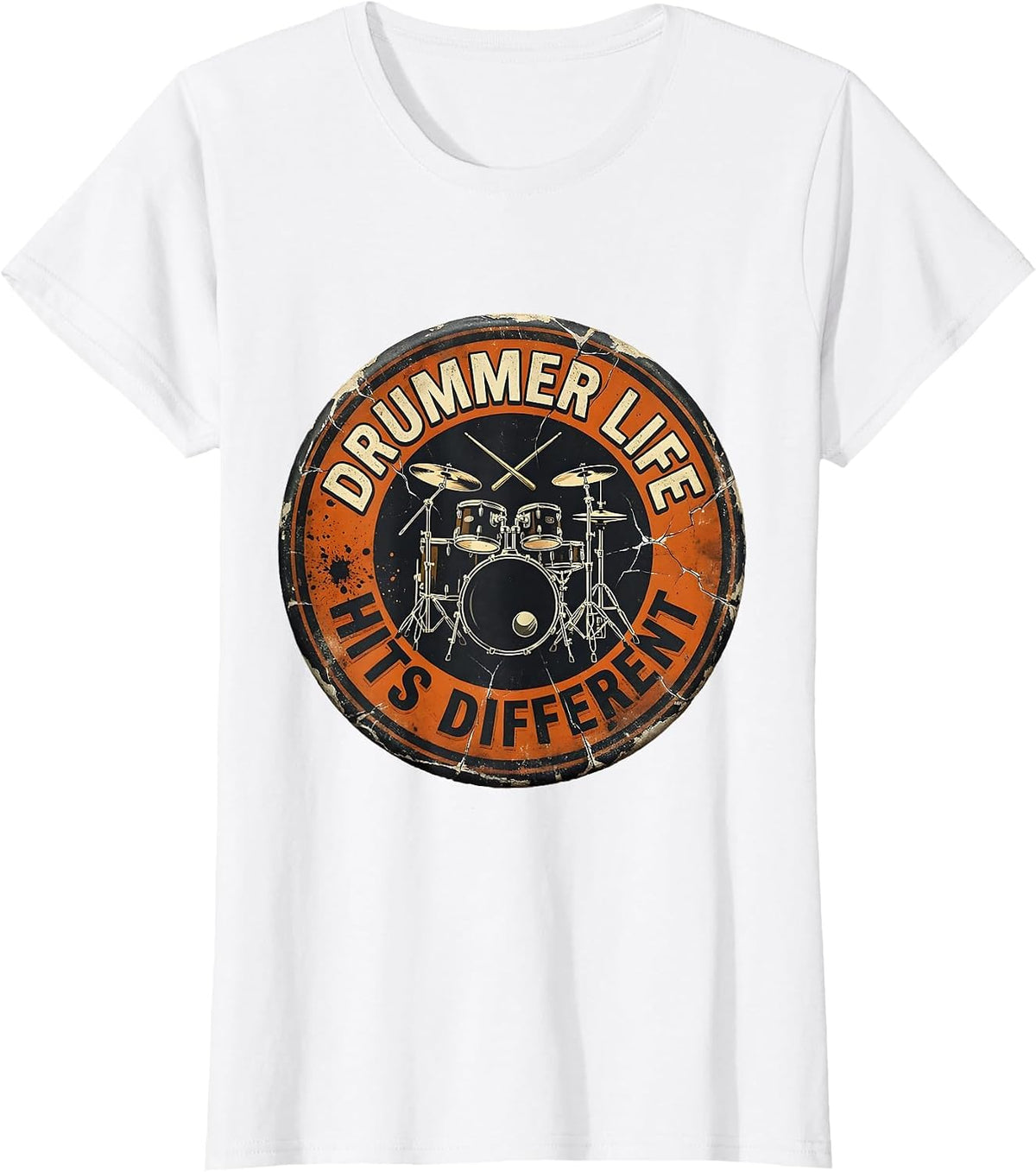 Drummer Life Hits Different Music Design T-Shirt - White