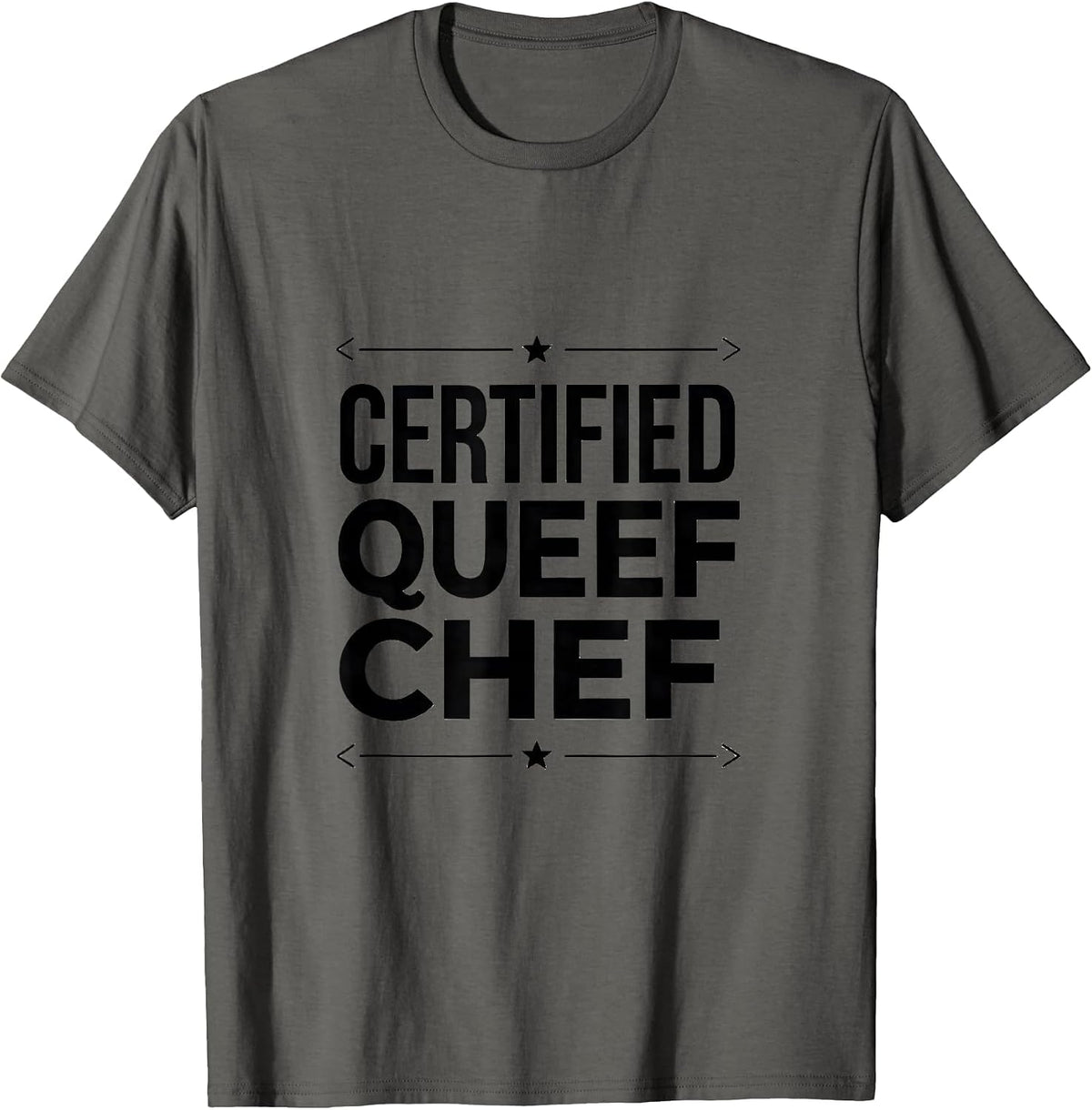 Men's Certified Queef Chef Funny Crude Adult Novelty Humor T-Shirt - Asphalt Grey