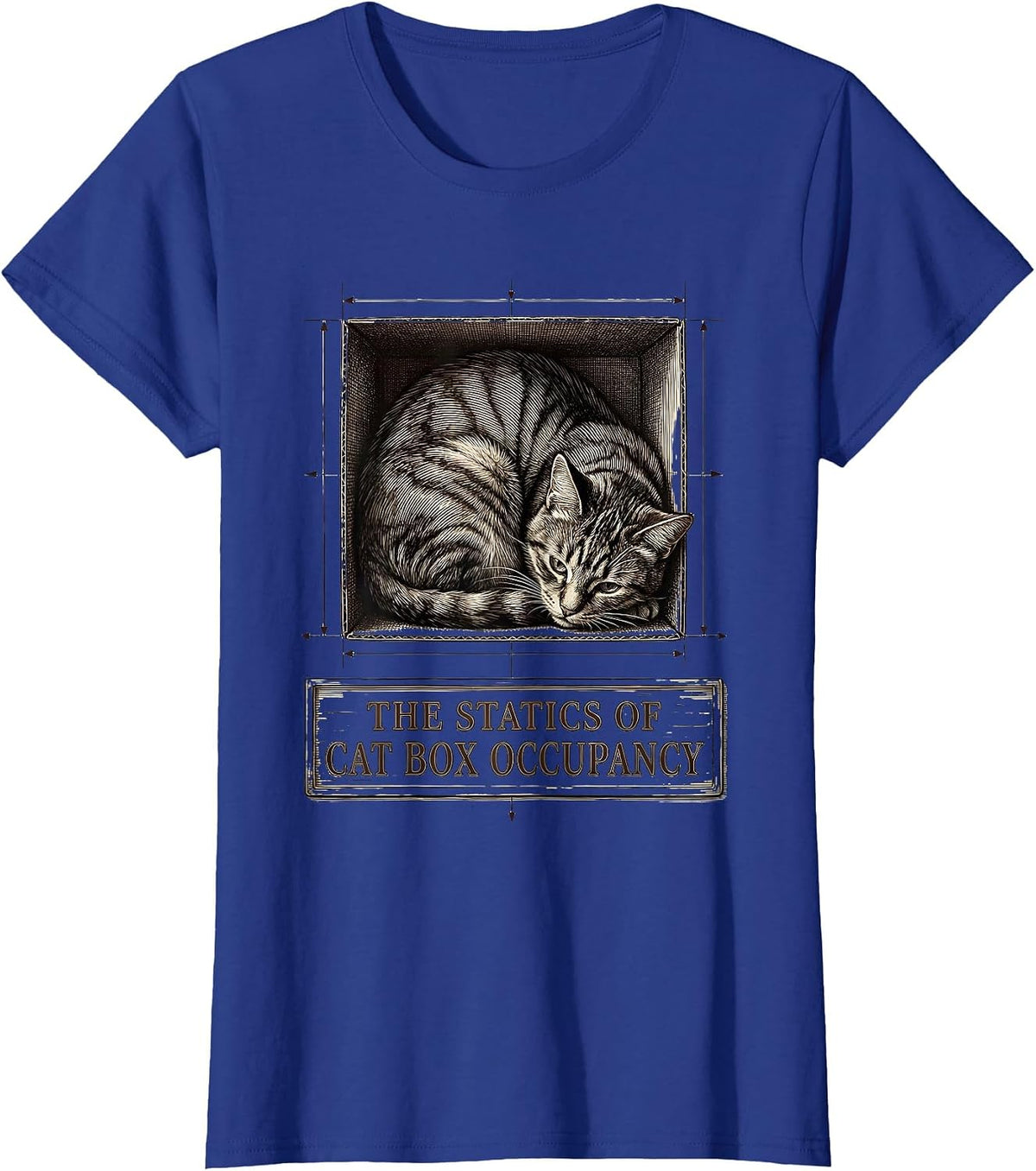 Women's The Statics Of Cat Box Occupancy Funny Cat Physics Science T-Shirt - Royal Blue