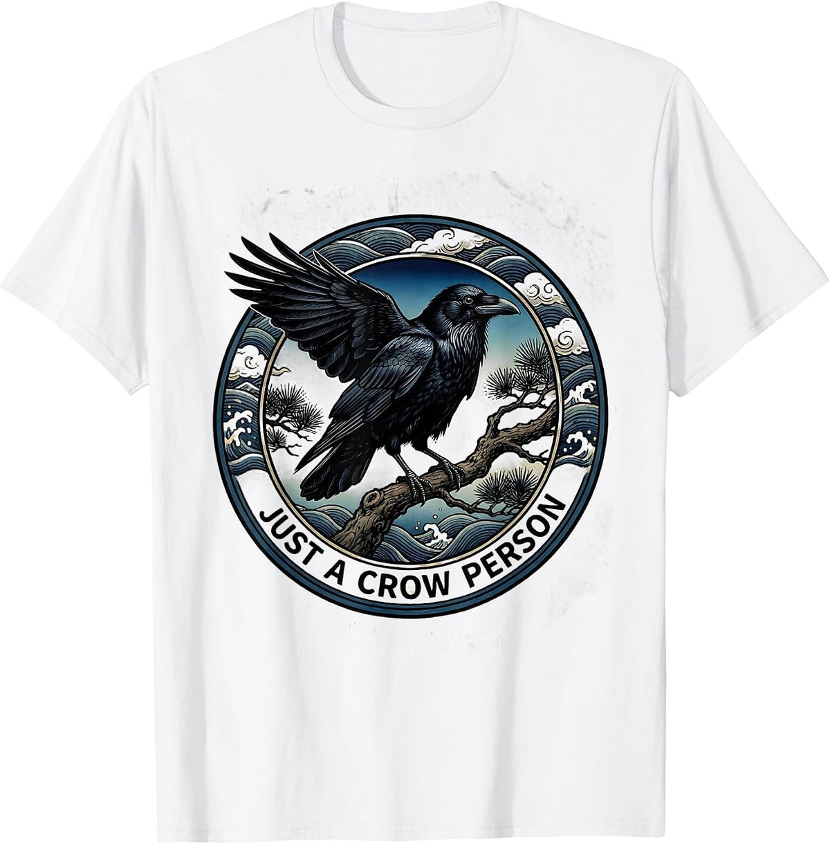 Men's Just a Crow Person Bird Lover Graphic Design T-Shirt - White