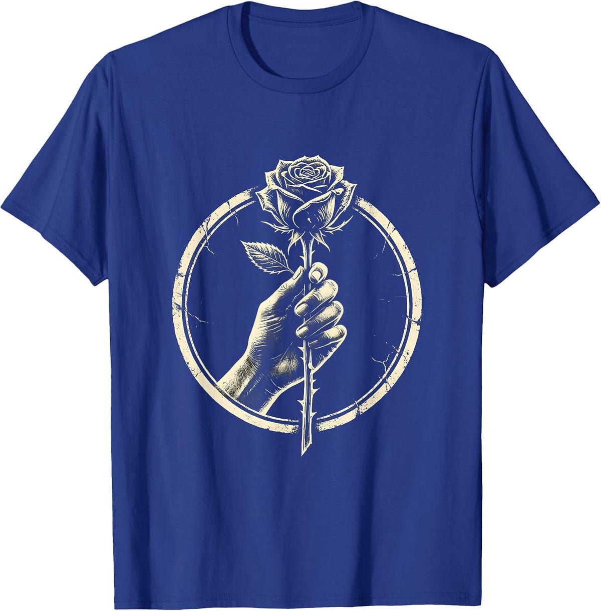 Cowgirl Hand Holding a Single Long-Stem Rose T-Shirt - Royal Blue