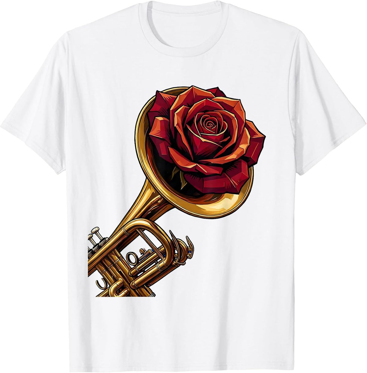 Men's Rose Trumpet Band Mom Music Floral Graphic T-Shirt - White