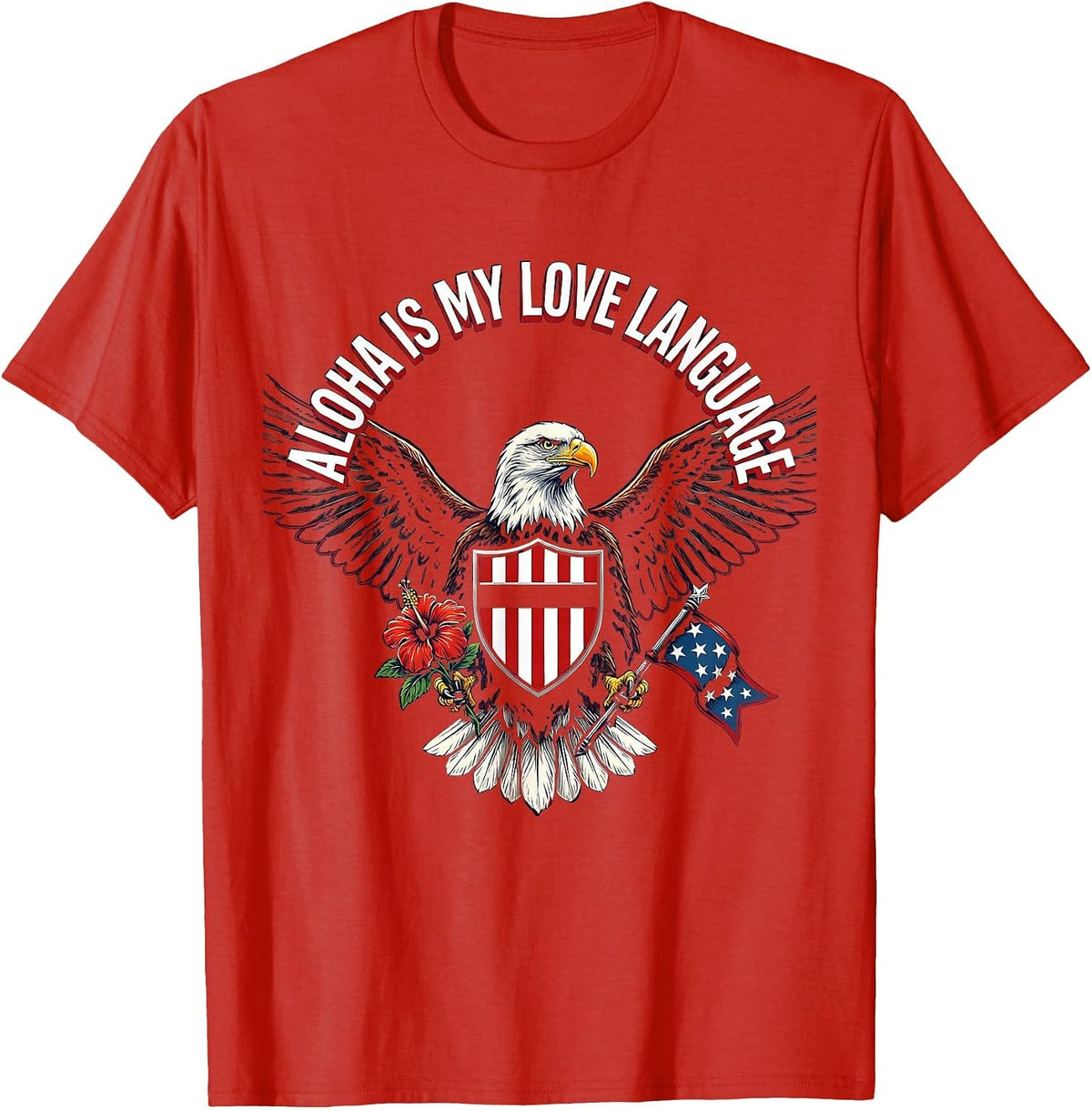 Men's Aloha Is My Love Language Hawaiian Design T-Shirt - Red