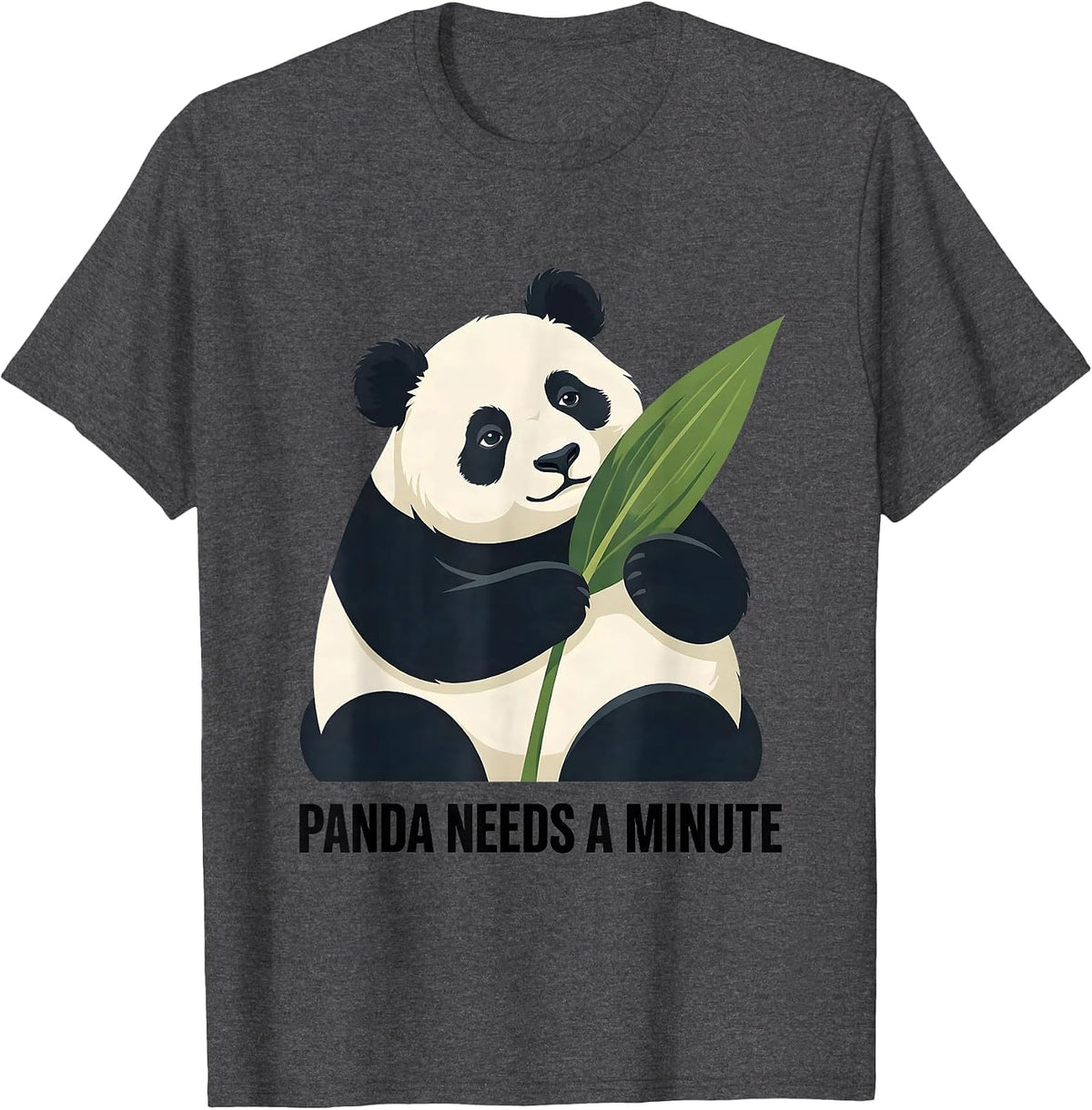 Panda Needs A Minute Funny Cute Kawaii Panda Lover Gift T-Shirt - Dark Heather Grey