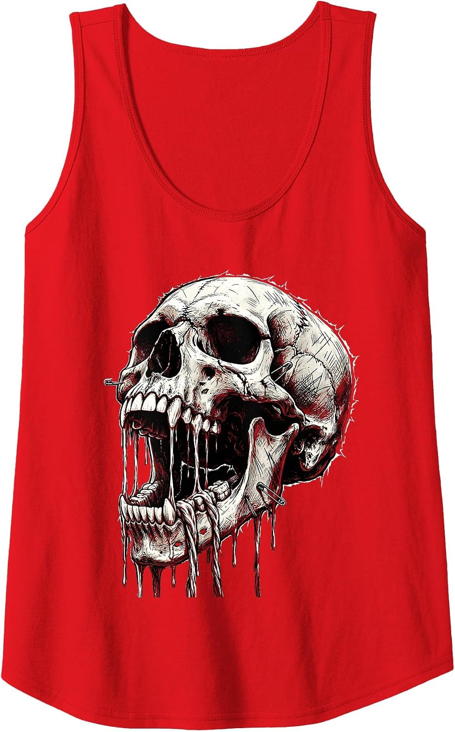 I Have Rabies Unhinged Jaw Dripping Saliva Graphic Tank Top - Red