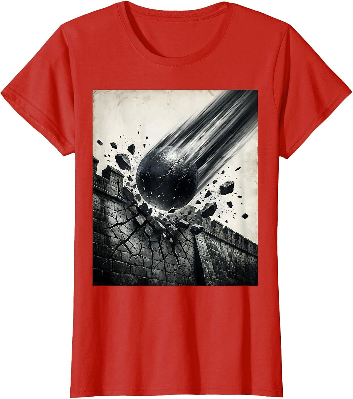 FAFO Cannonball Crumbling Wall Graphic T-Shirt - Red