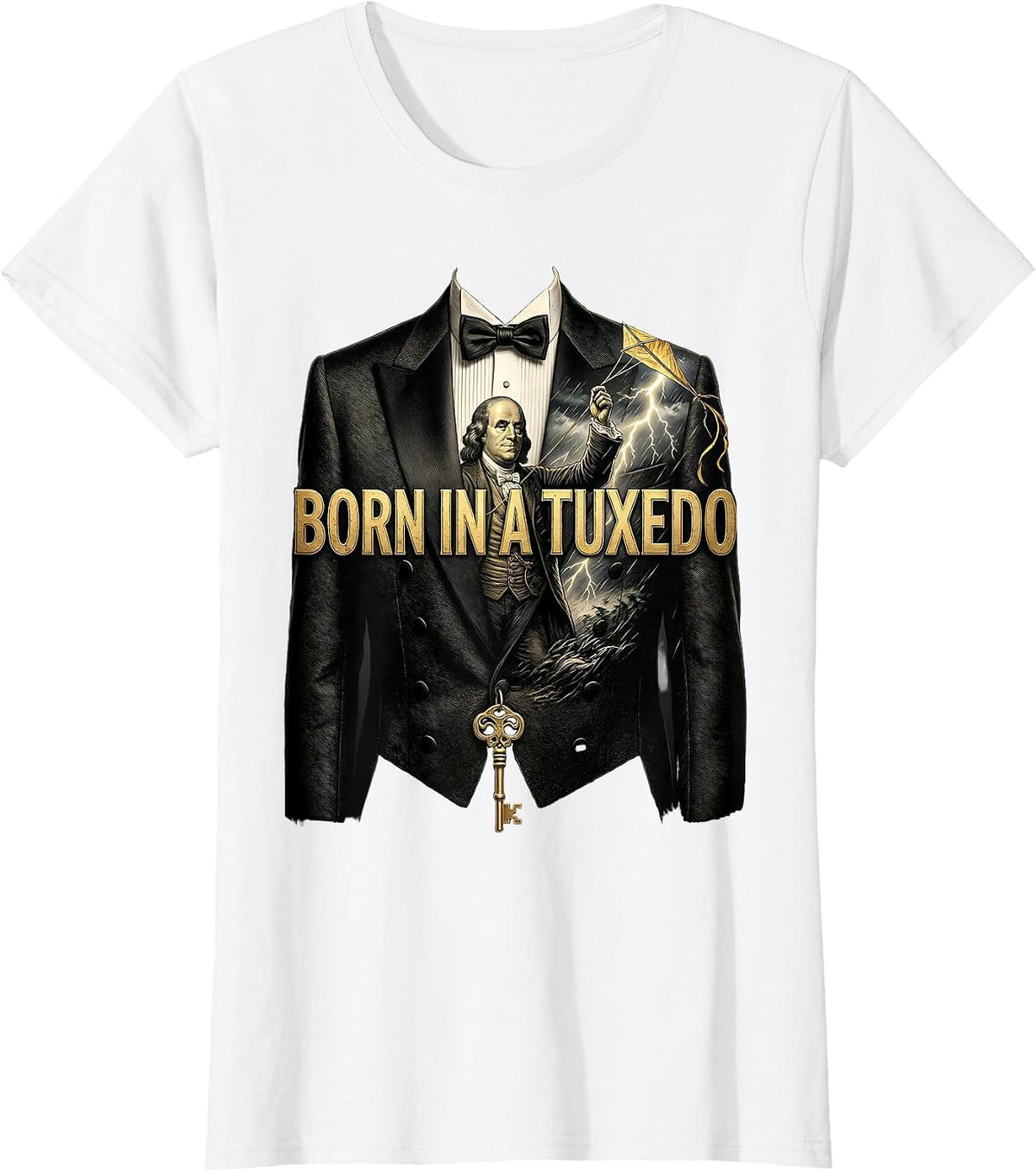 Born in a Tuxedo Classy Formal Style Design T-Shirt - White