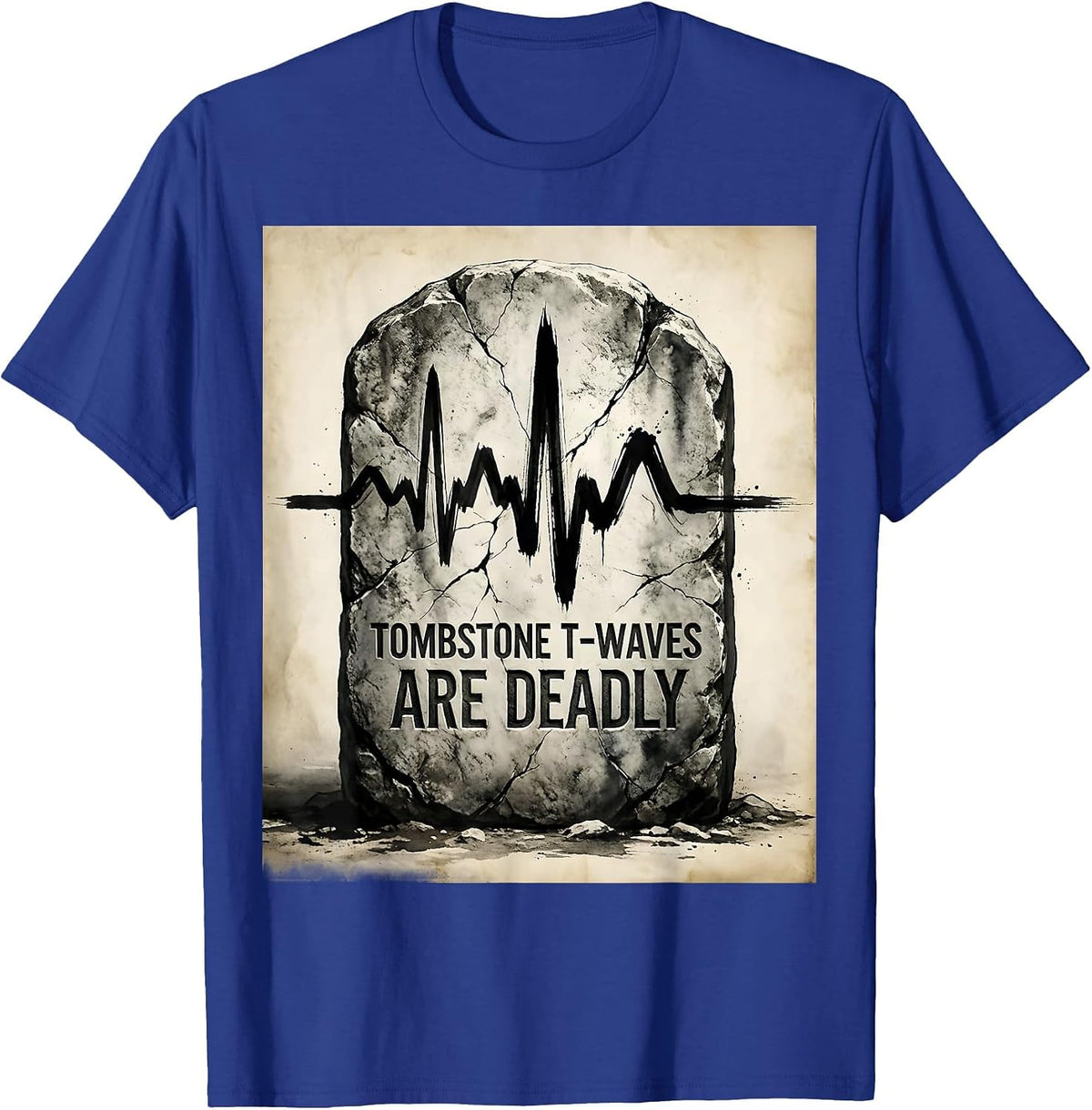 Men's Halloween Nurse Tombstone T-Waves EKG Design T-Shirt - Royal Blue