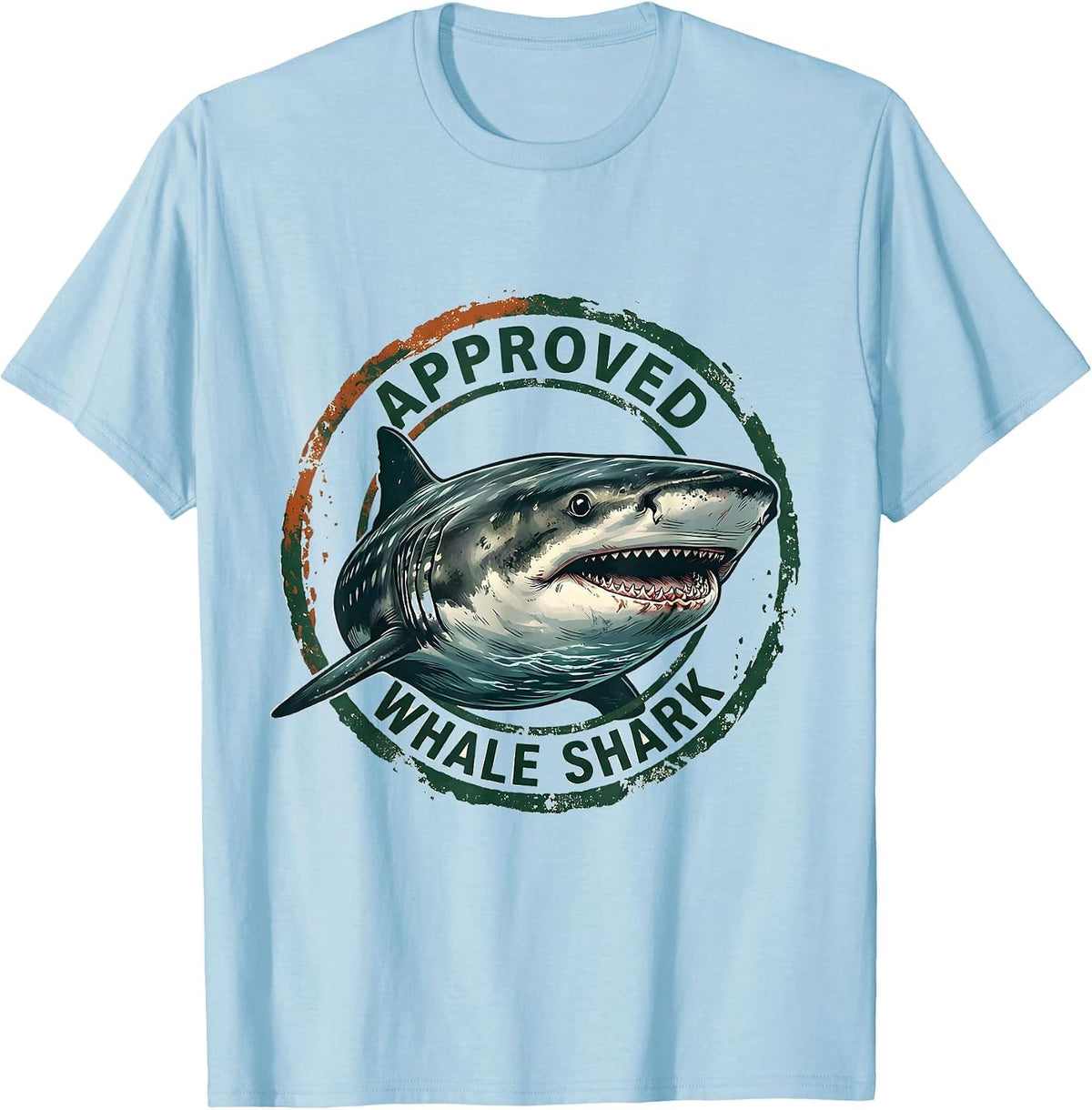 Men's Approved Whale Shark Vintage Funny Shark Lover Ocean T-Shirt - Baby Blue