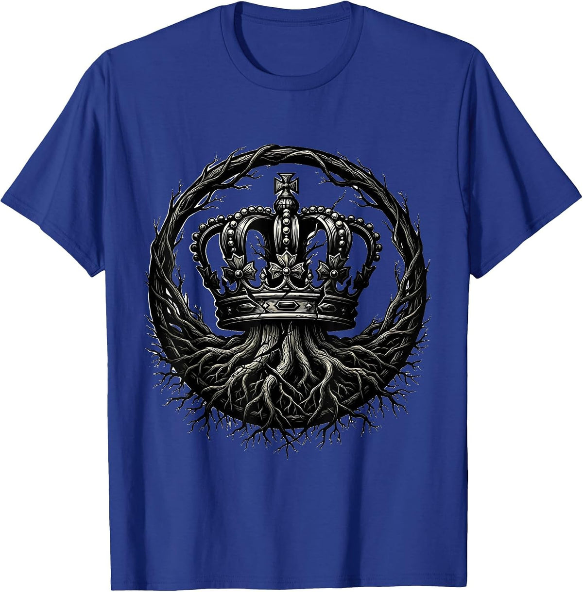 Crown Overgrown With Roots Nature vs Power Graphic T-Shirt - Royal Blue