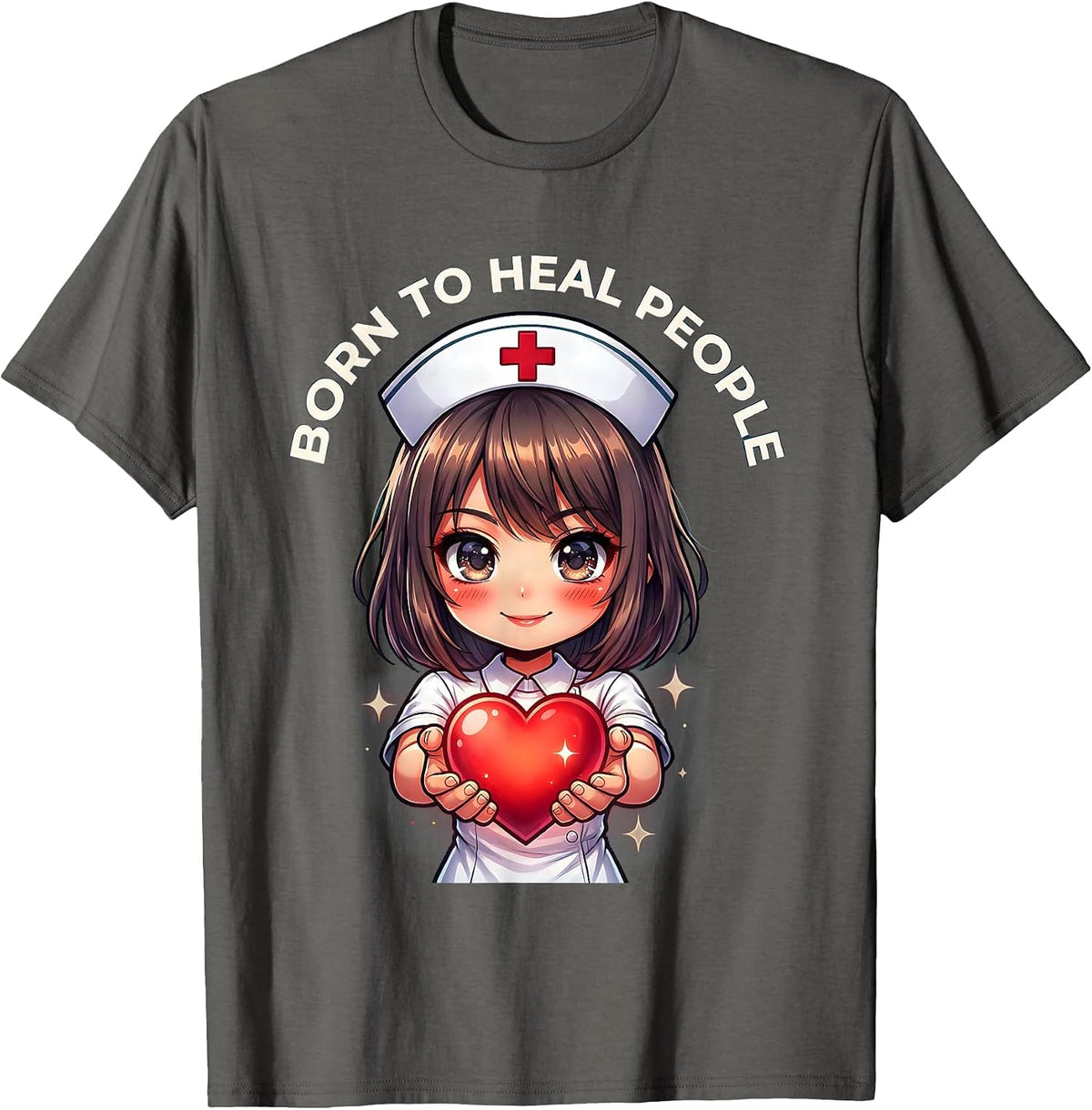 Men's Born to Heal People Nurse Graphic Design T-Shirt - Asphalt Grey