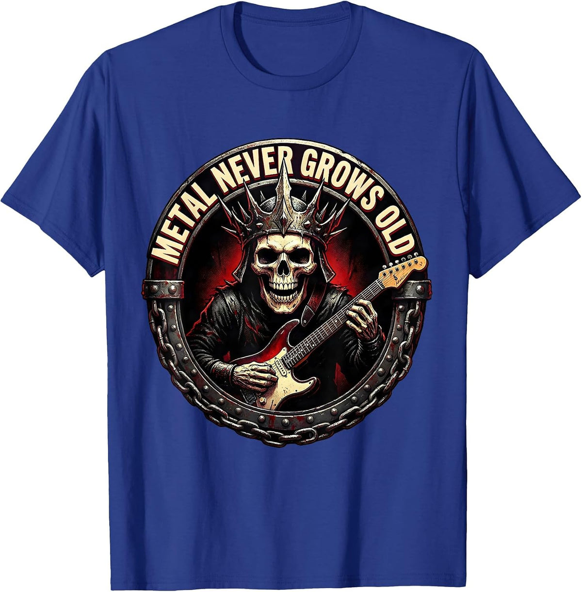 Metal Never Grows Old Rock Music Band Design T-Shirt - Royal Blue