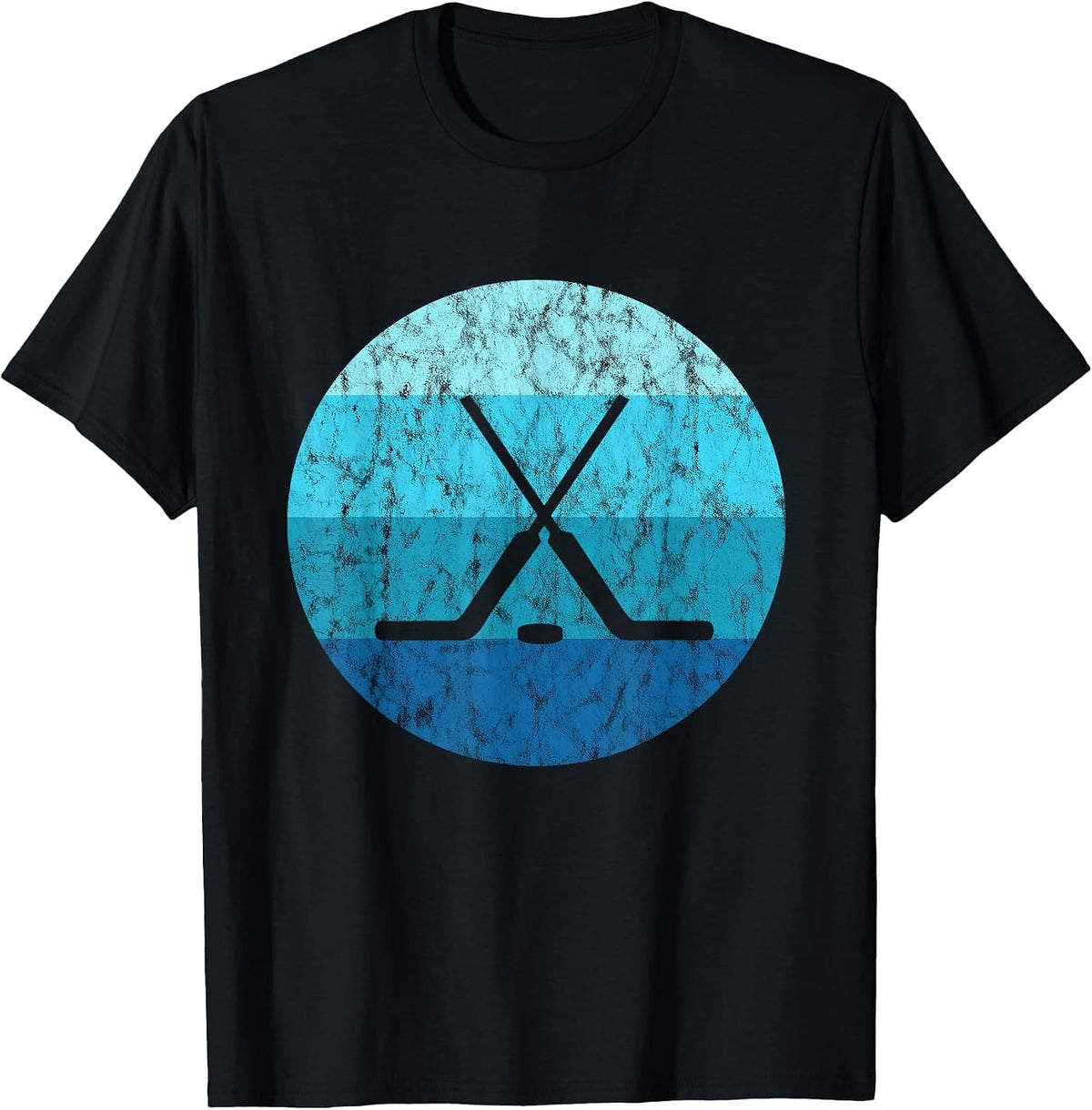 Ice Hockey Stick Hockey Sport Retro Vintage Ocean Water T-Shirt - Black