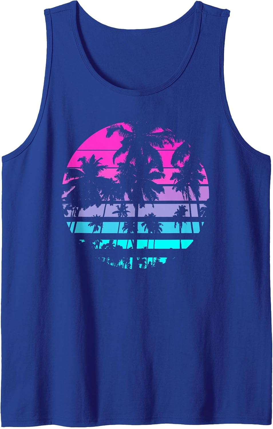 Retro Eighties 80s & 90s Beach Style Design with Palm Trees Tank Top - Royal Blue