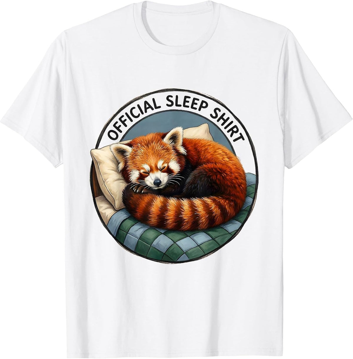 Men's Official Sleep Shirt Storybook Red Panda Animal Lover Pajama T-Shirt - White