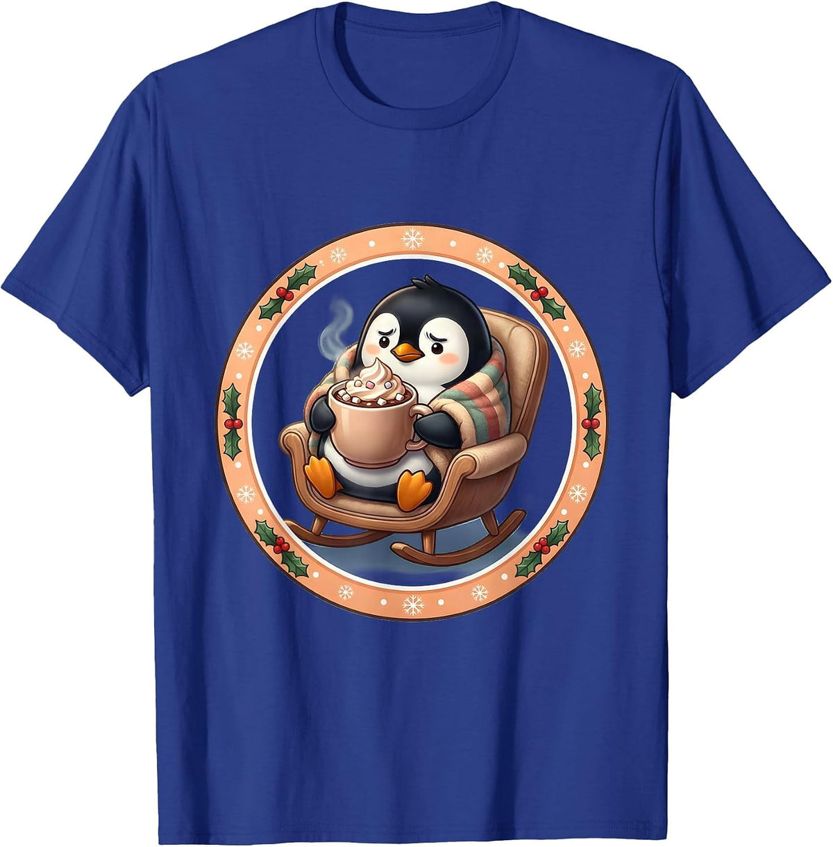Men's Grouchy Penguin Christmas Movie Season Design T-Shirt - Royal Blue