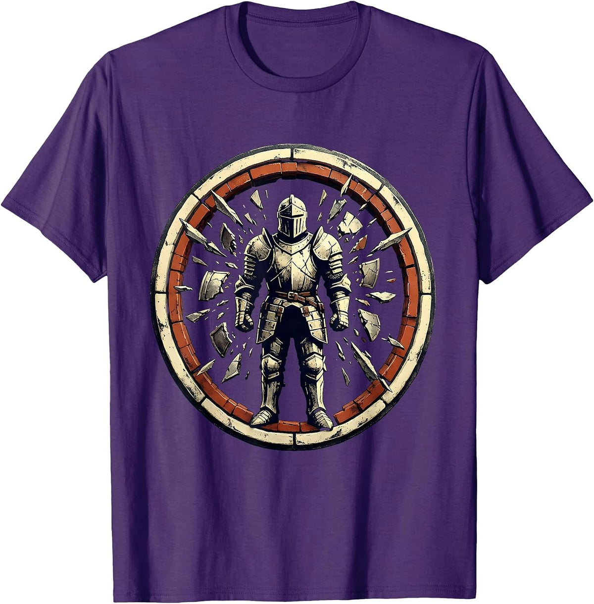 Men's Shattered Knight Broken Armor Warrior Illustration T-Shirt - Purple