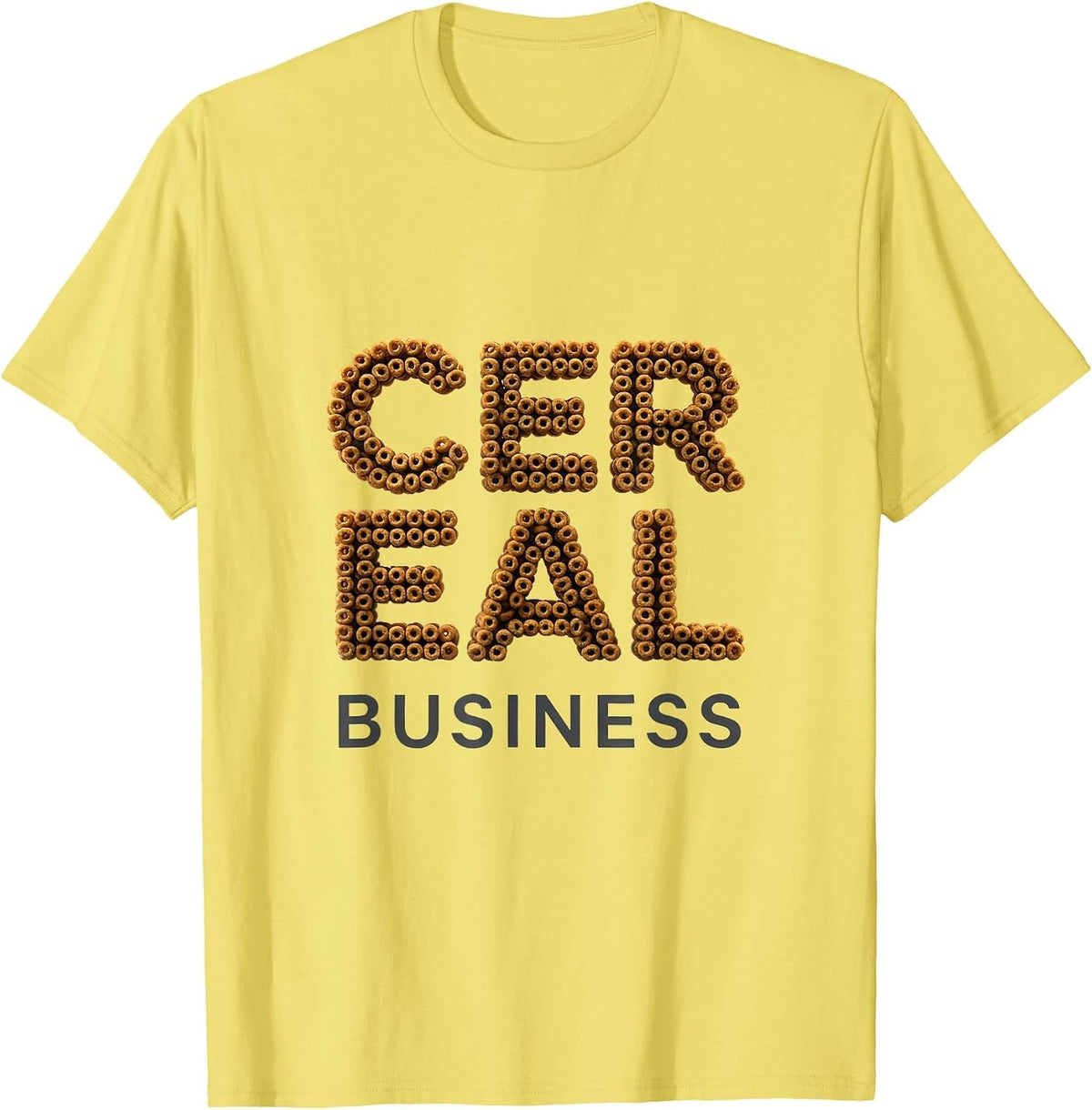 Men's Cereal Business Minimalist Breakfast Food Pun Humor T-Shirt - Lemon Yellow