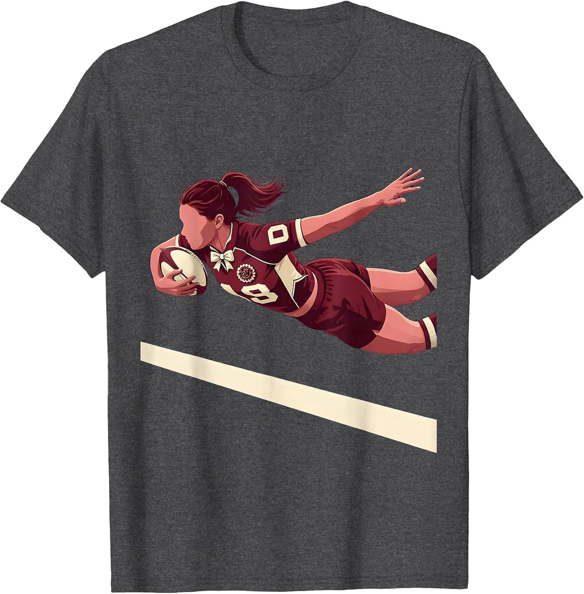Men's Rugby Try Line Dive Graphic Tee T-Shirt - Dark Heather Grey