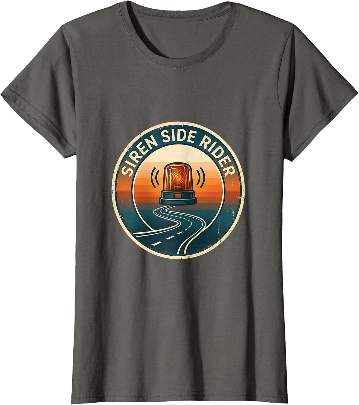 Women's Siren Side Rider Funny EMS Paramedic EMT Gift T-Shirt - Asphalt Grey