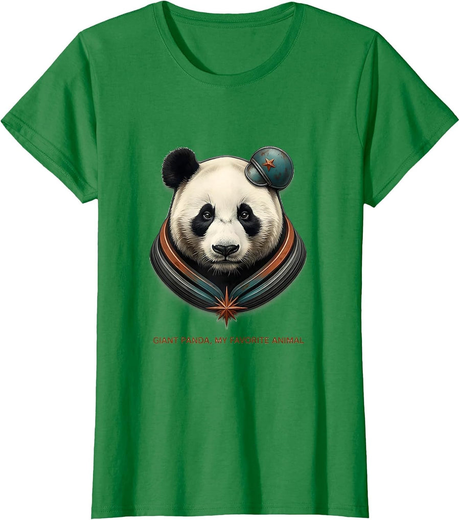 Women's Giant Panda My Favorite Animal Funny Panda Bear Novelty T-Shirt - Kelly Green
