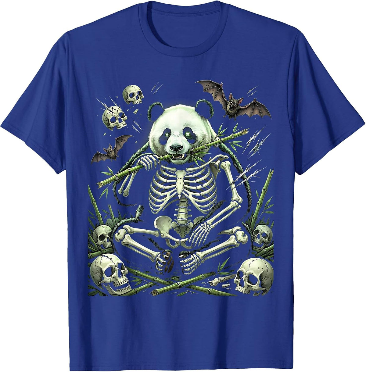 Men's Unbothered Chubby Panda Eating Bamboo T-Shirt - Royal Blue
