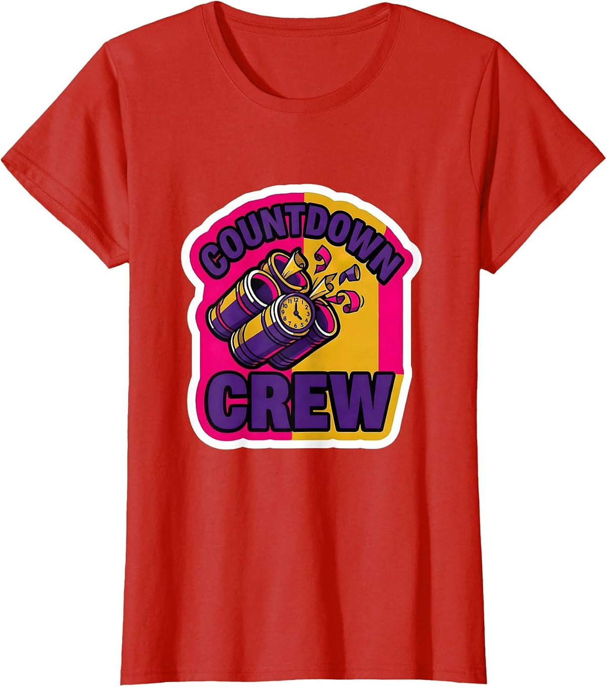 Countdown Crew Whimsical New Year Party Novelty T-Shirt - Red