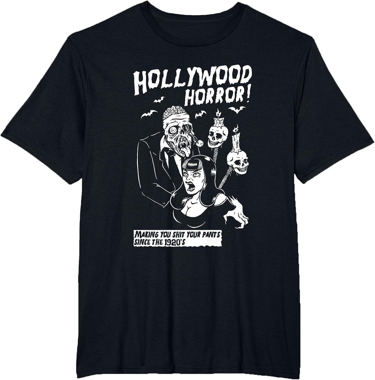 Horror Art - Hollywood Horror Movies - Psychobilly Punk Art T-Shirt - Black