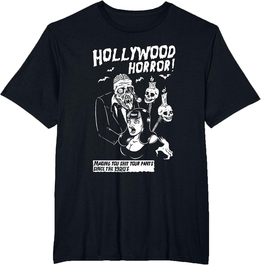 Horror Art - Hollywood Horror Movies - Psychobilly Punk Art T-Shirt - Black