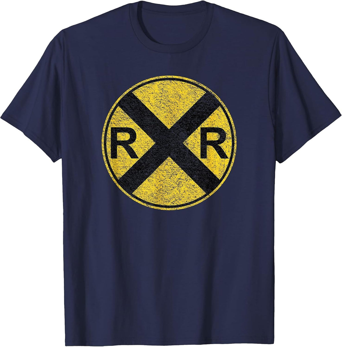 Railroad Sign Costume Train Rail Crossing Warning Sign T-Shirt - Navy Blue