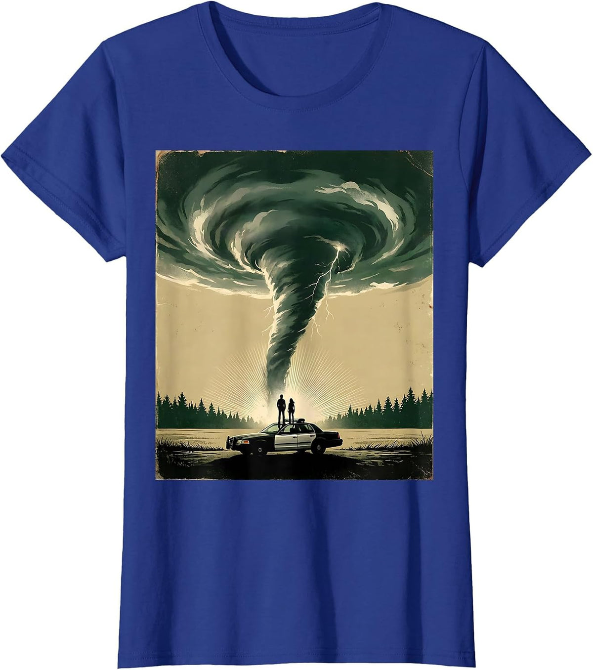Women's Storm Chaser Silhouette Vintage Meteorology Enthusiast T-Shirt - Royal Blue