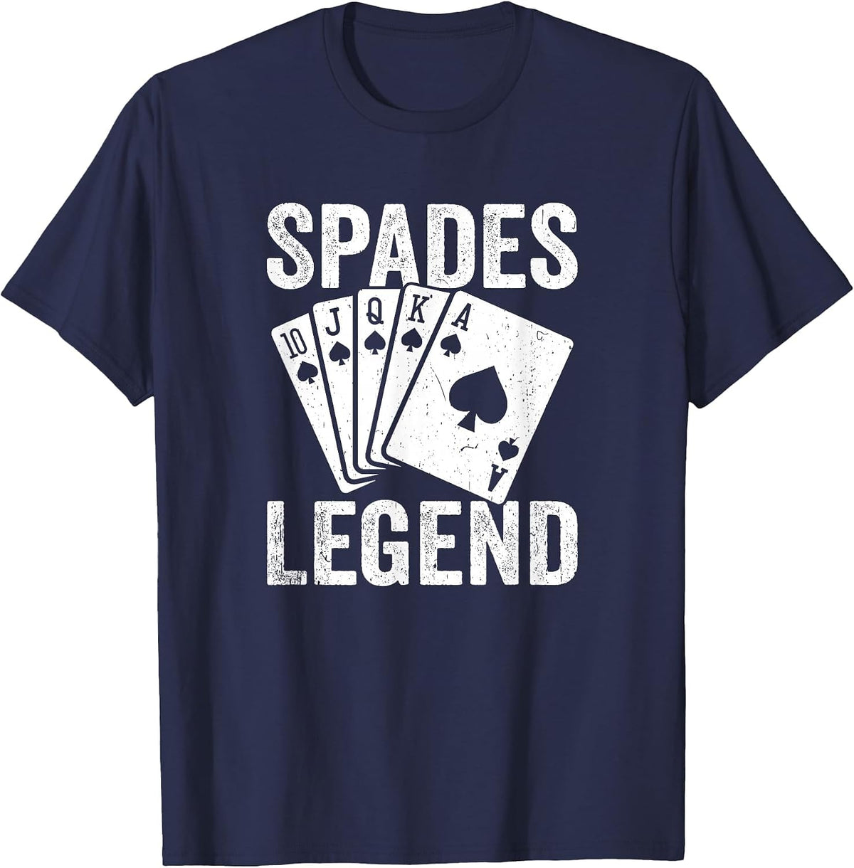 Spades Legend Fun Spade Card Game T-Shirt - Navy Blue
