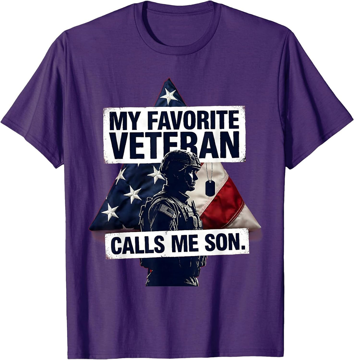 My Favorite Veteran Calls Me Son Patriotic Dad Veteran Day T-Shirt - Purple