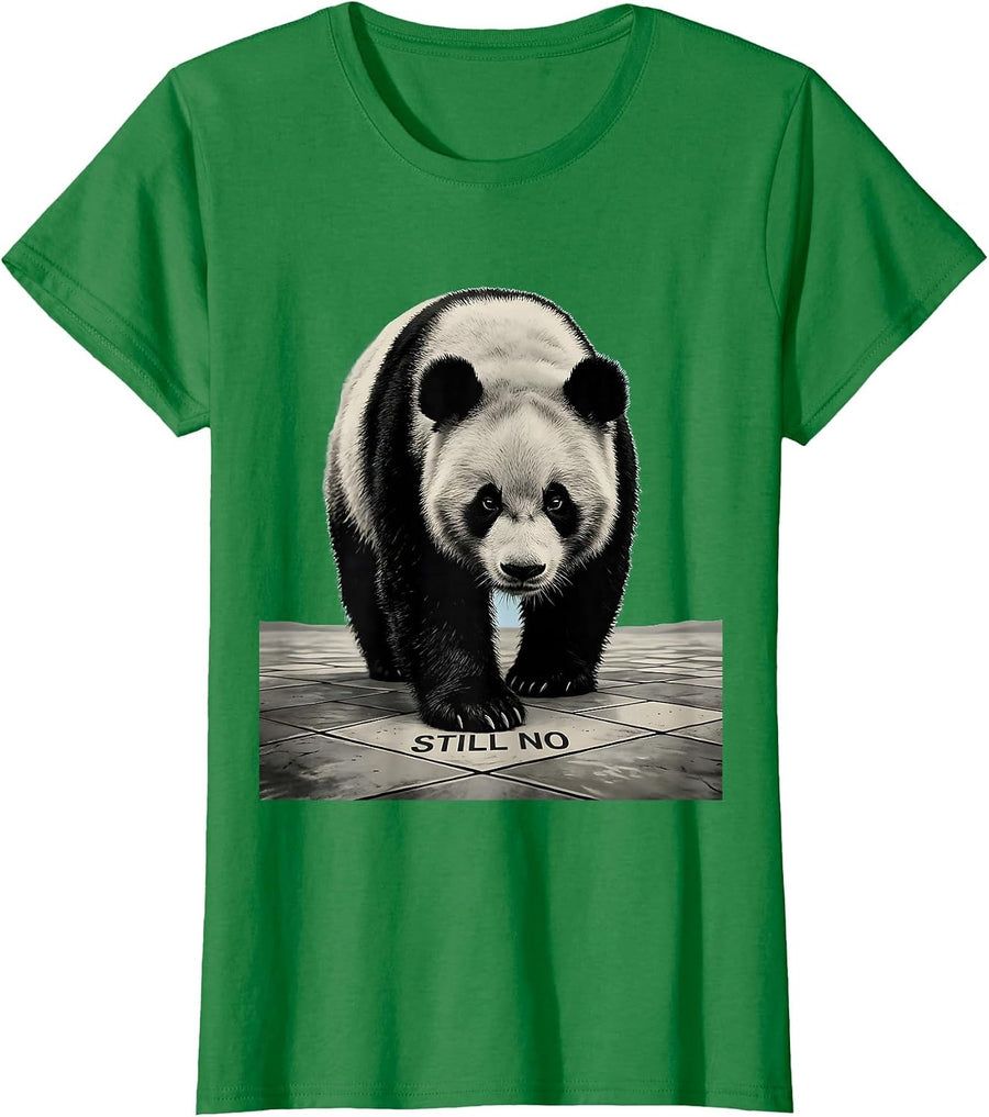 Women's Still No Minimalist Panda Bear Animal Humor Novelty T-Shirt - Kelly Green