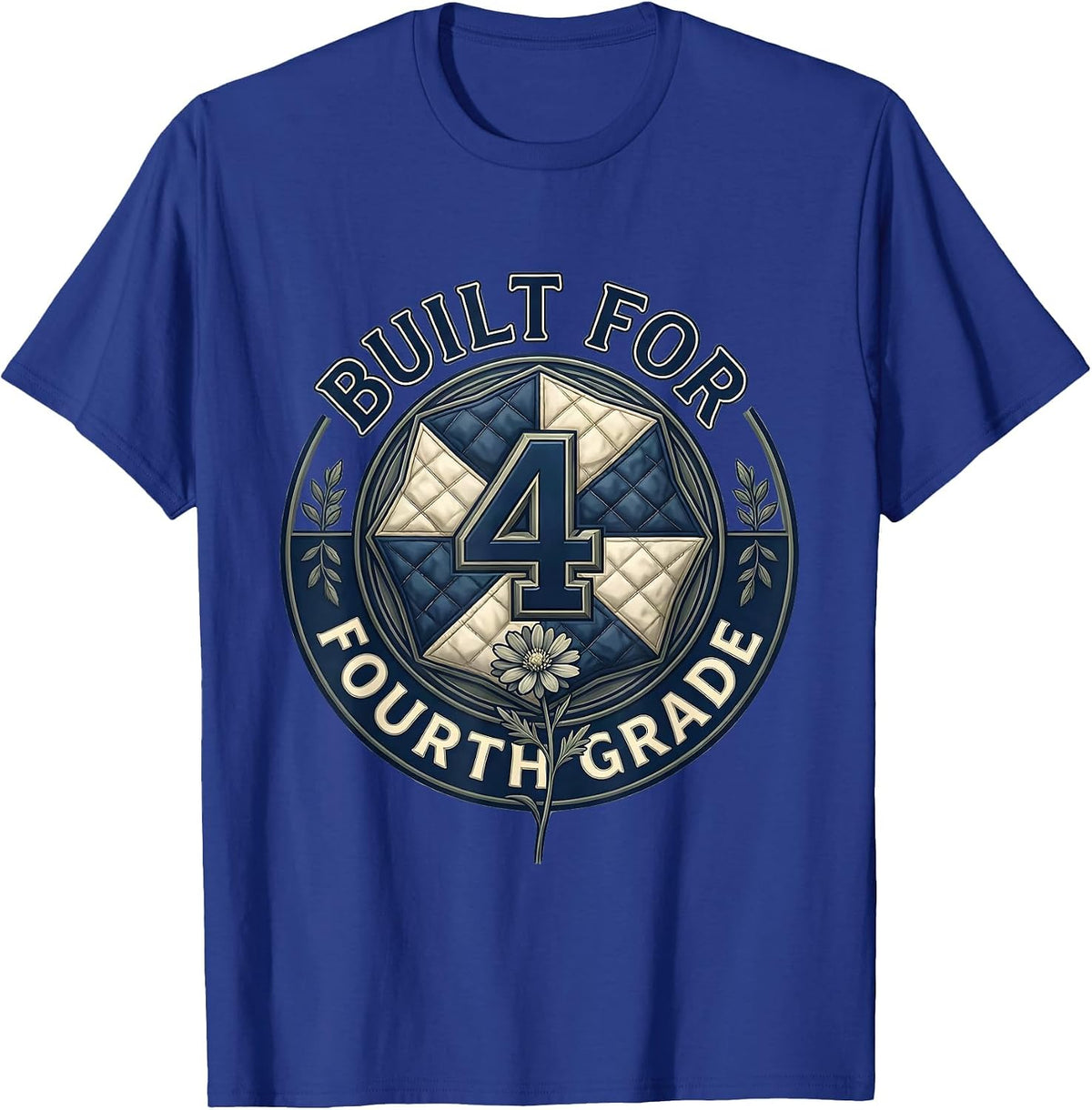 Built For Fourth Grade Retro Teacher Wildflower T-Shirt - Royal Blue
