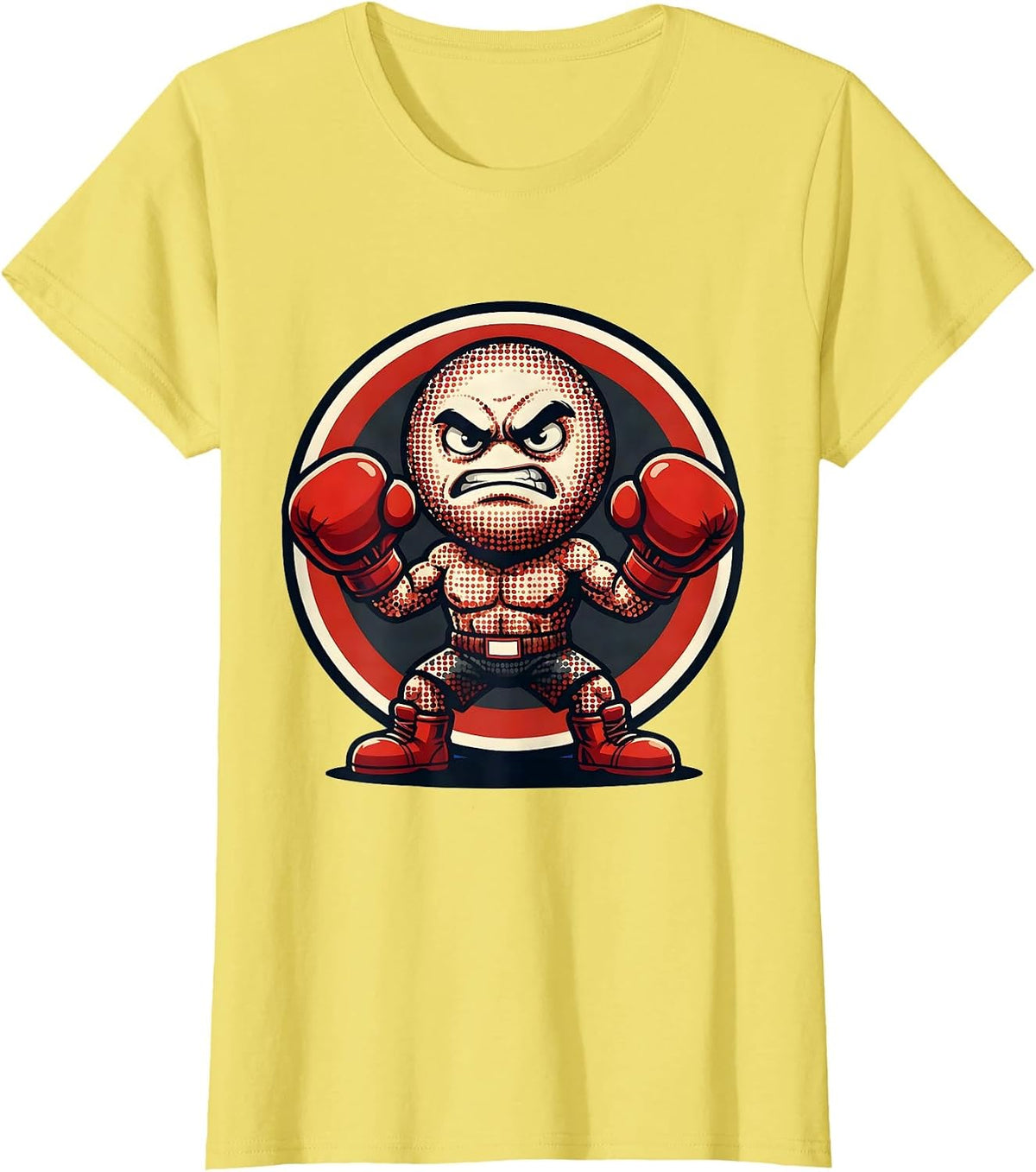 Dot Boy Boxing Gloves Fighter Graphic Design T-Shirt - Lemon Yellow