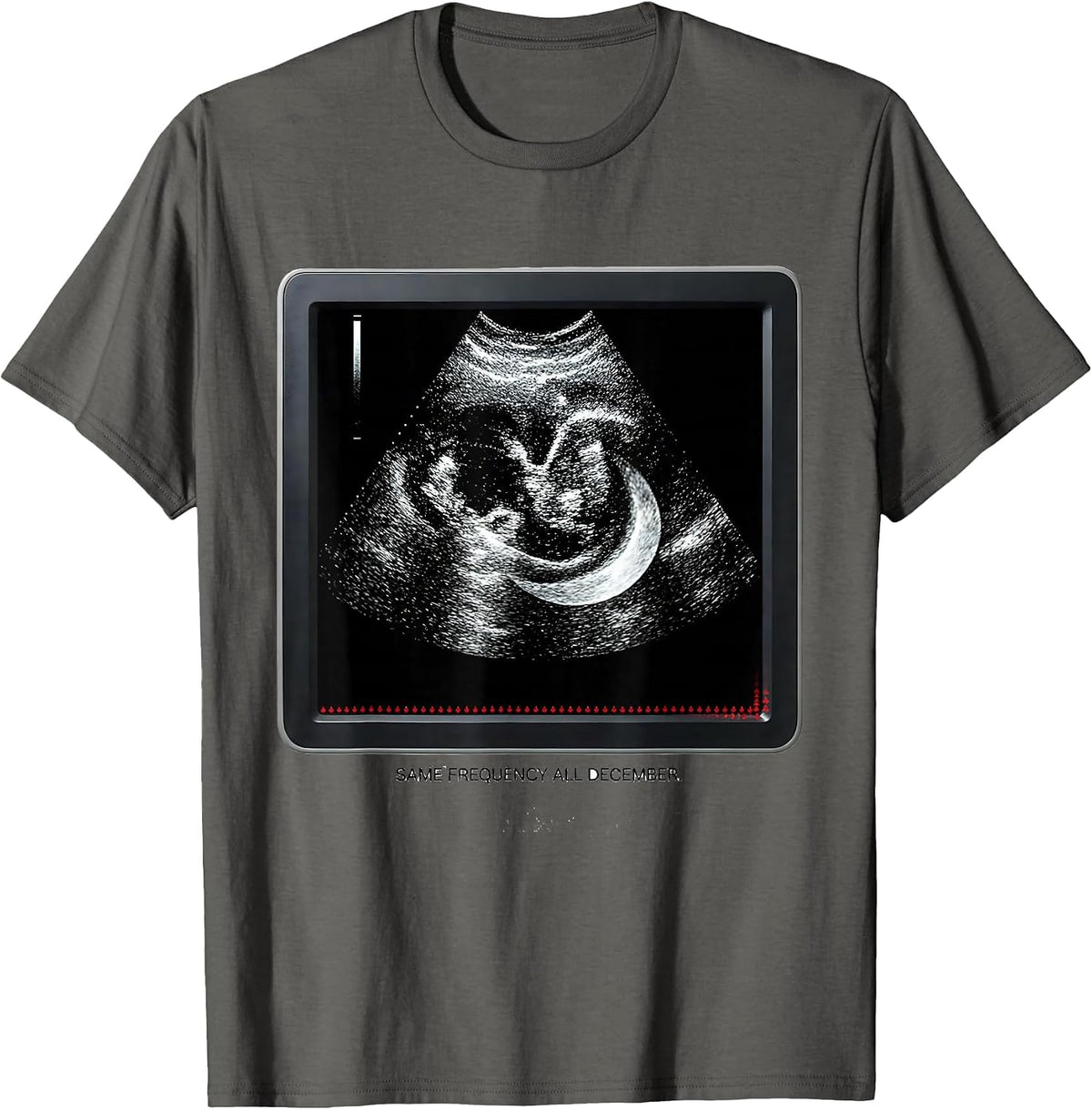 Men's Same Frequency All December Funny Sonographer Ultrasound T-Shirt - Asphalt Grey