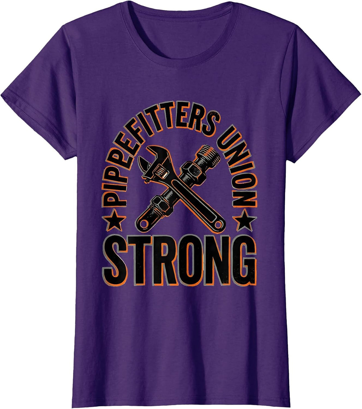 Women's Pipefitters Union Strong Skilled Trades Worker Labor Day T-Shirt - Purple