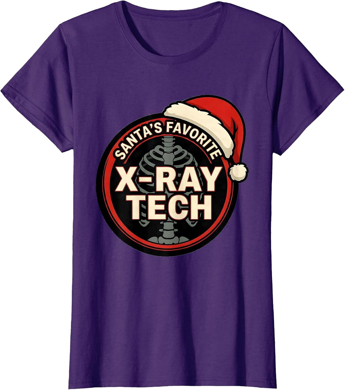 Women's Santa's Favorite X-Ray Tech Funny Radiology Tech Christmas T-Shirt - Purple