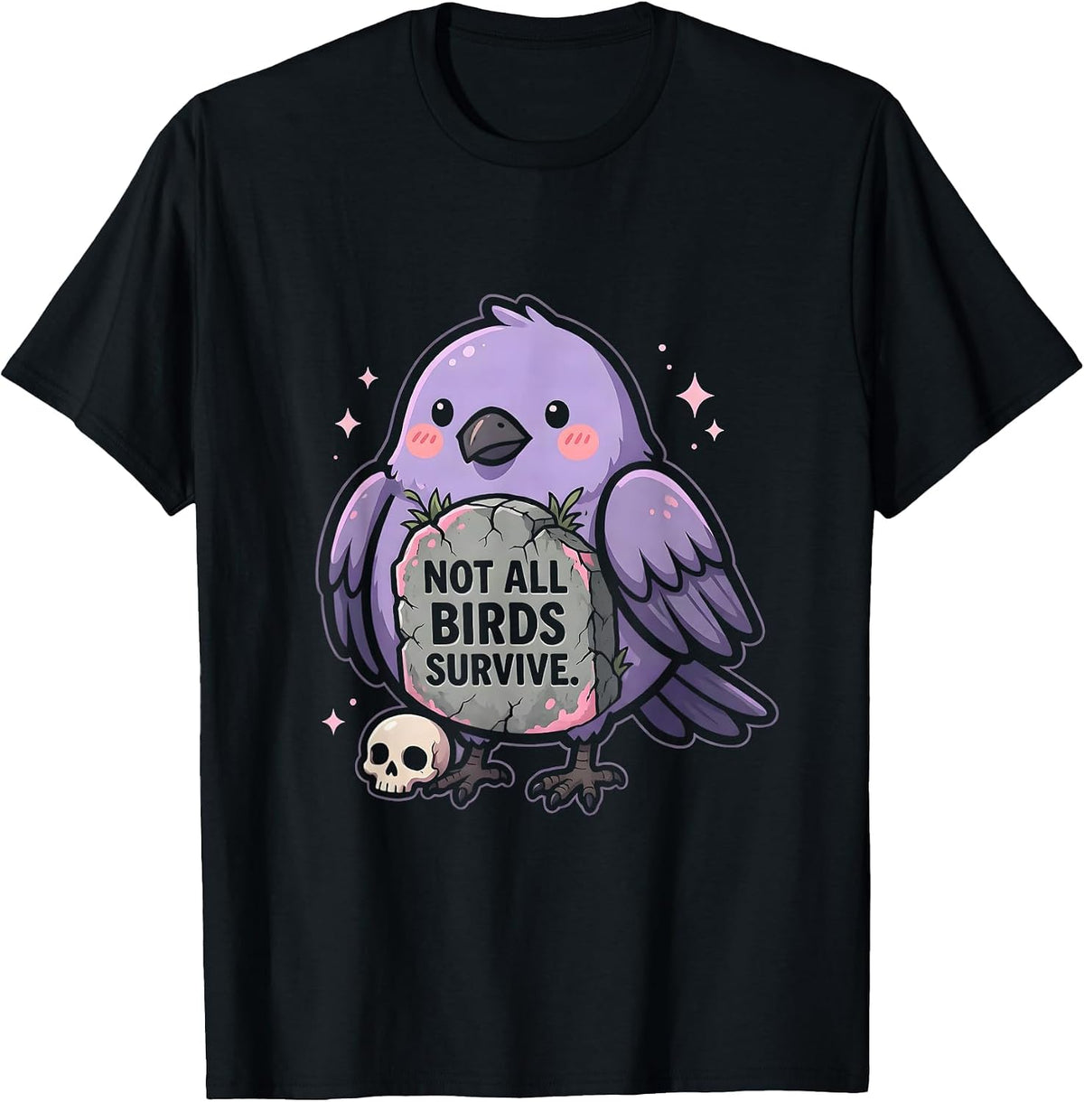 Men's Not All Birds Survive Crow Dark Nature Design T-Shirt - Black