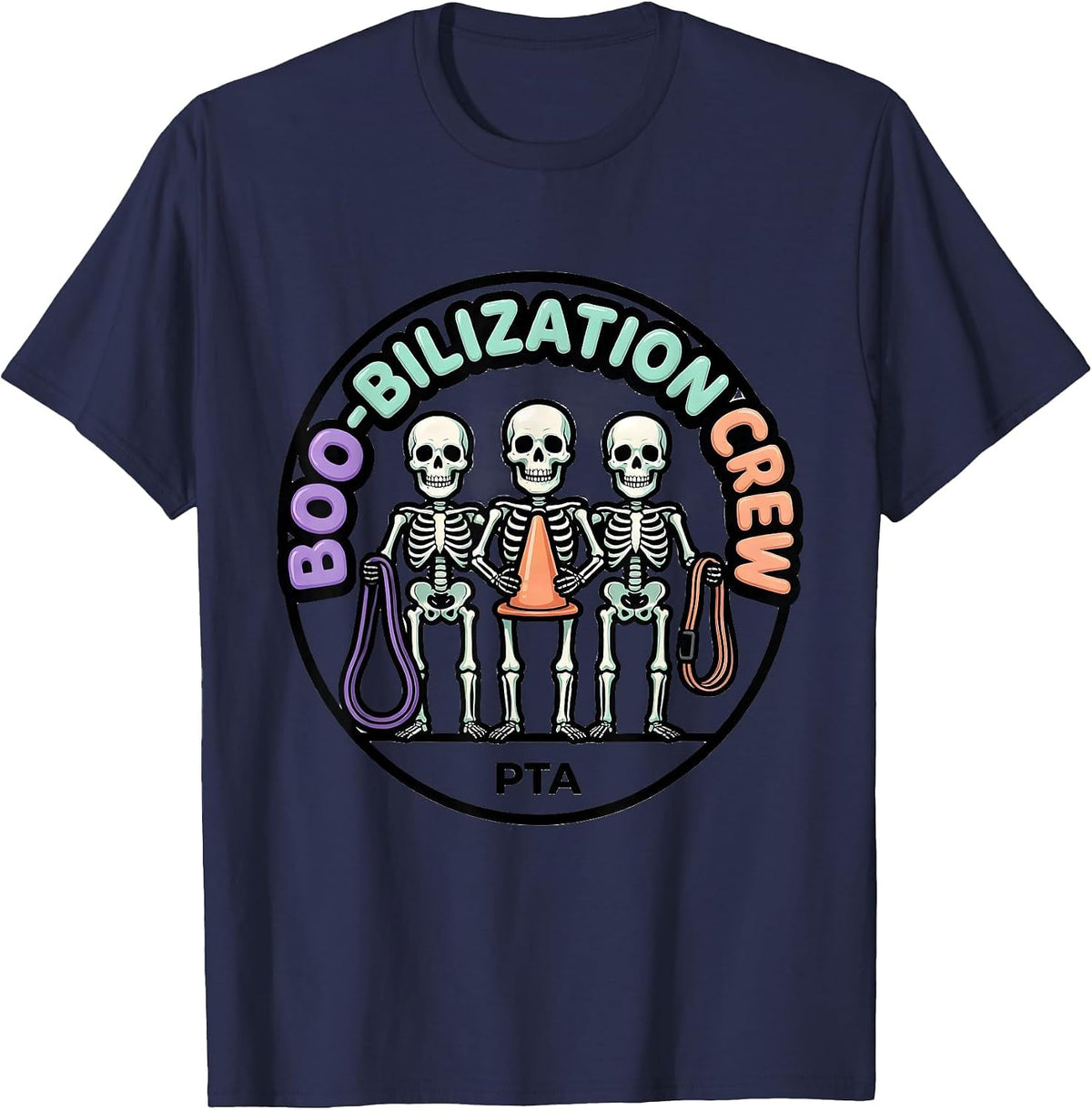 Men's Boo-bilization Crew PTA Funny Physical Therapy Halloween T-Shirt - Navy Blue
