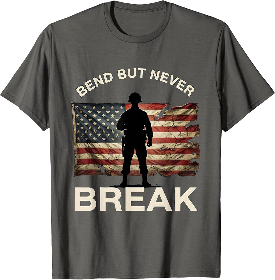 Bend But Never Break Never Surrender Design T-Shirt - Asphalt Grey
